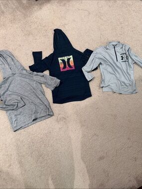 Hurley Navy Pullover Hoodie with Rainbow Gradient Logo